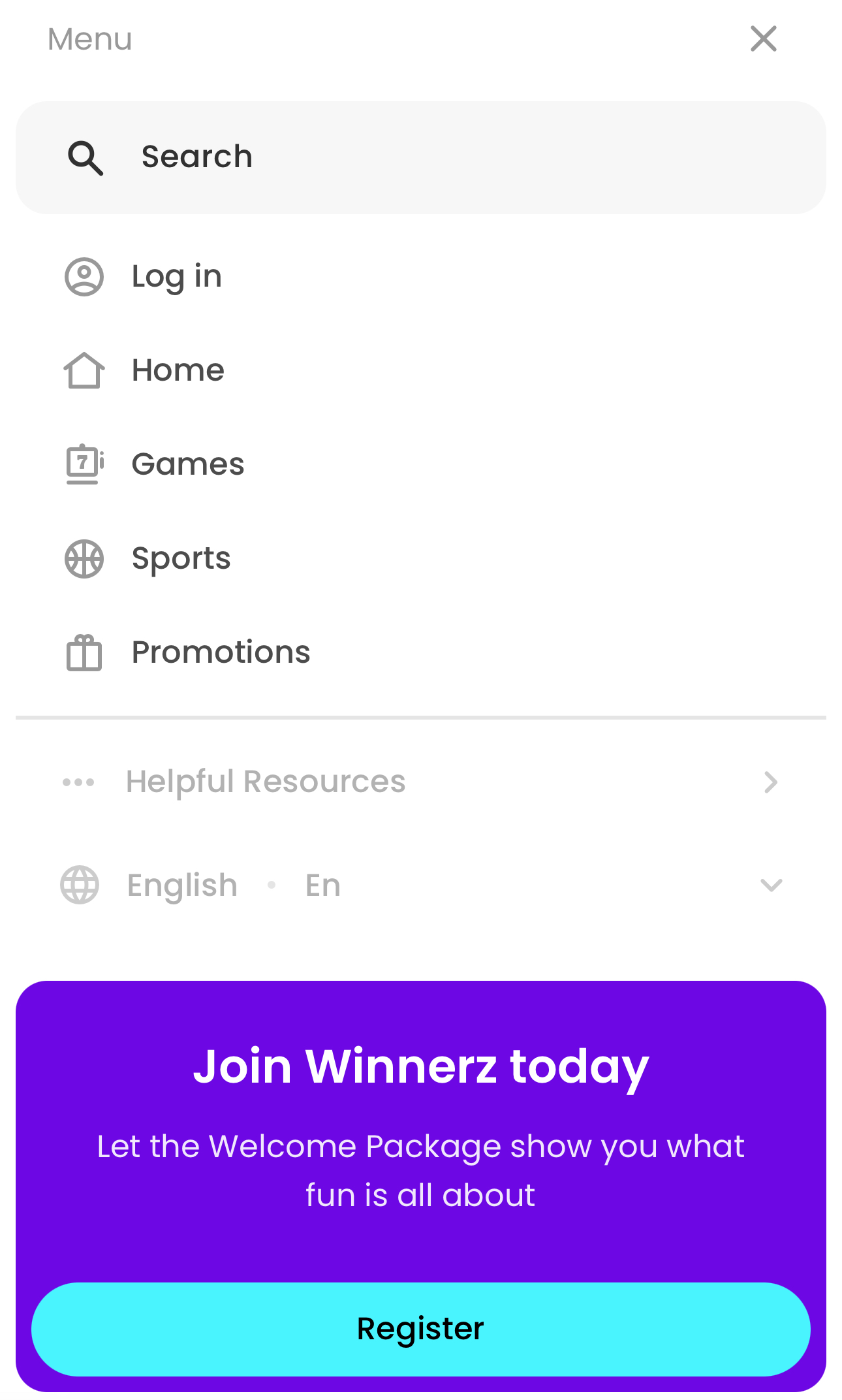 Mobilmeny hos Winnerz Casino